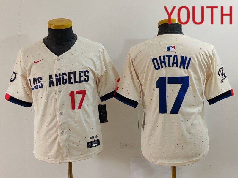 Youth Los Angeles Dodgers #17 Ohtani Cream Fashion Nike Game MLB Jersey style 7017->youth mlb jersey->Youth Jersey